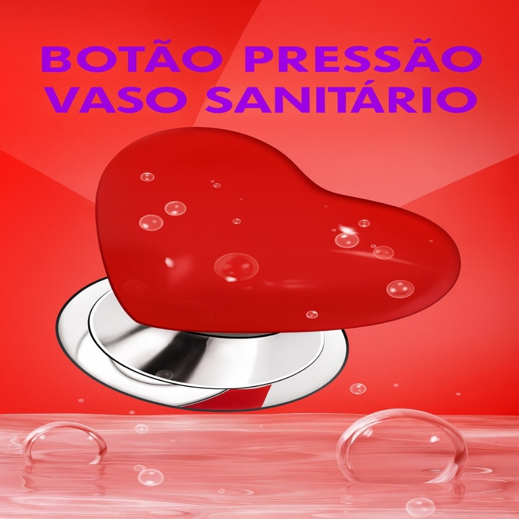 Botão de Pressão descarga coração, botão para caixa acoplada, botão coração banheiro, botão descarga