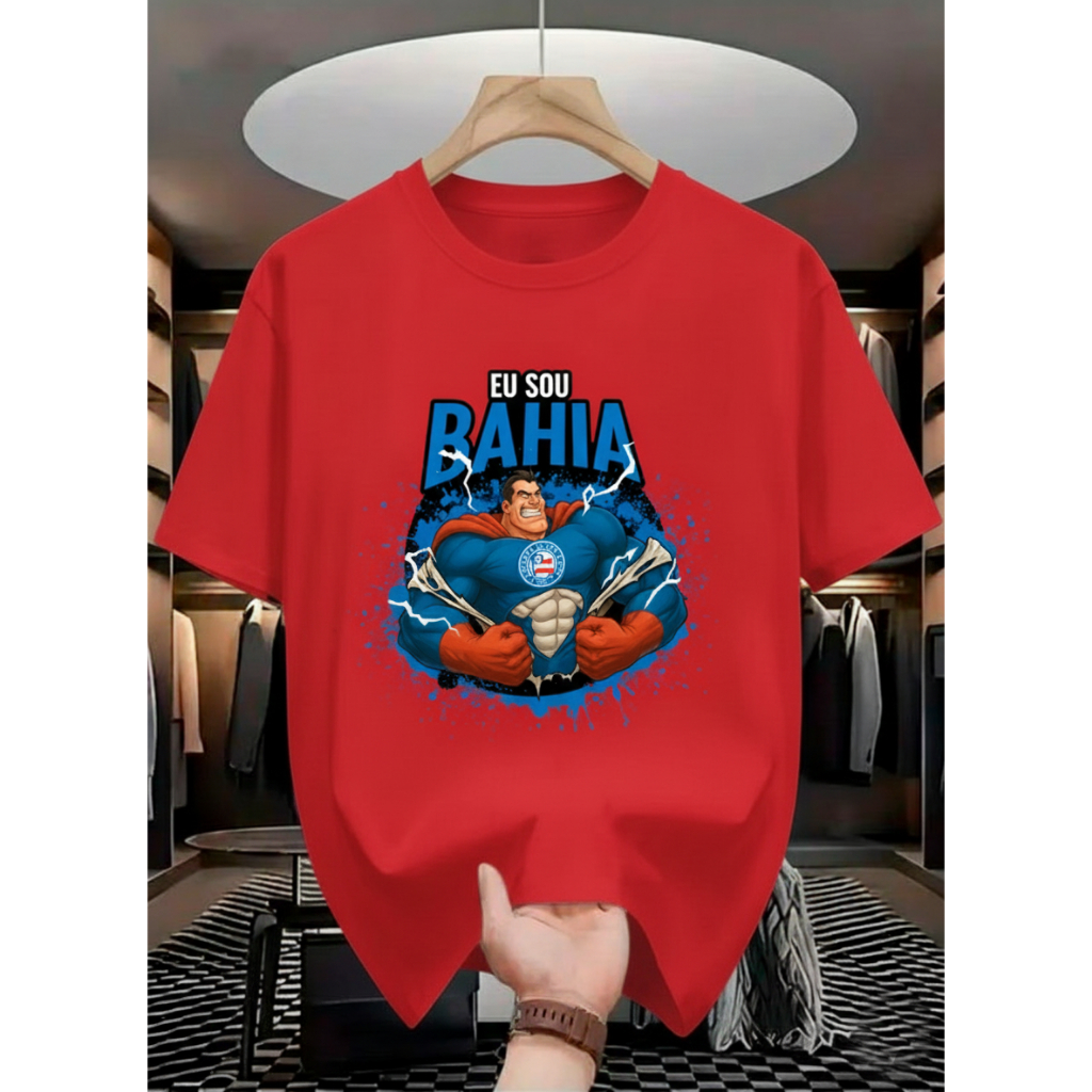 Camiseta Bahia Masculina Eu Sou Bahia Super Homem Musculoso - Estampa Criativa