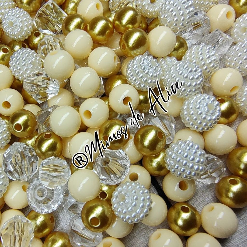 Blend Mix Pedraria Dourado Premium Aprox.200/500pçs Perola Miçanga Cristais artesanato bijuterias