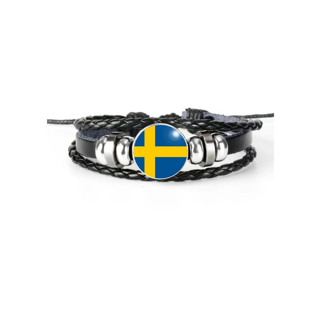 Pulseira Bandeira da Suécia Noruega ou Islândia Unissex e Ajustável