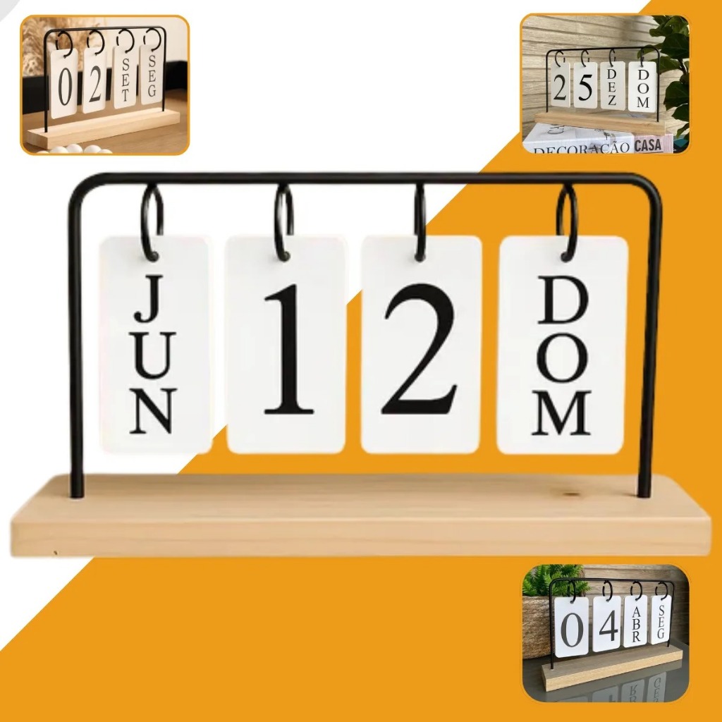 Calendário Permanente Decoração Industrial Sala Escritório Calendário Permanente Industrial em Oferta na Shopee