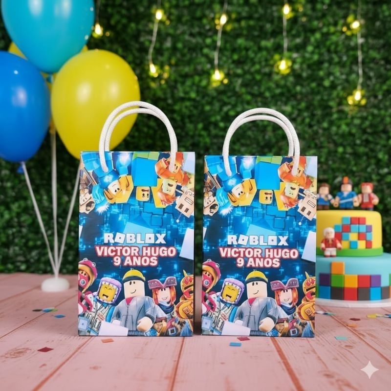 Sacolinha Surpresa Personalizada Lembrancinha de Aniversário Roblox Festa Infantil