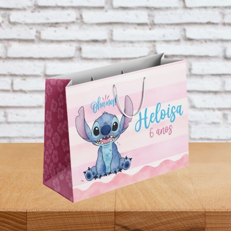 Sacolinha stitch personalizada lembrancinha aniversário sacolinha surpresa 20x15x7
