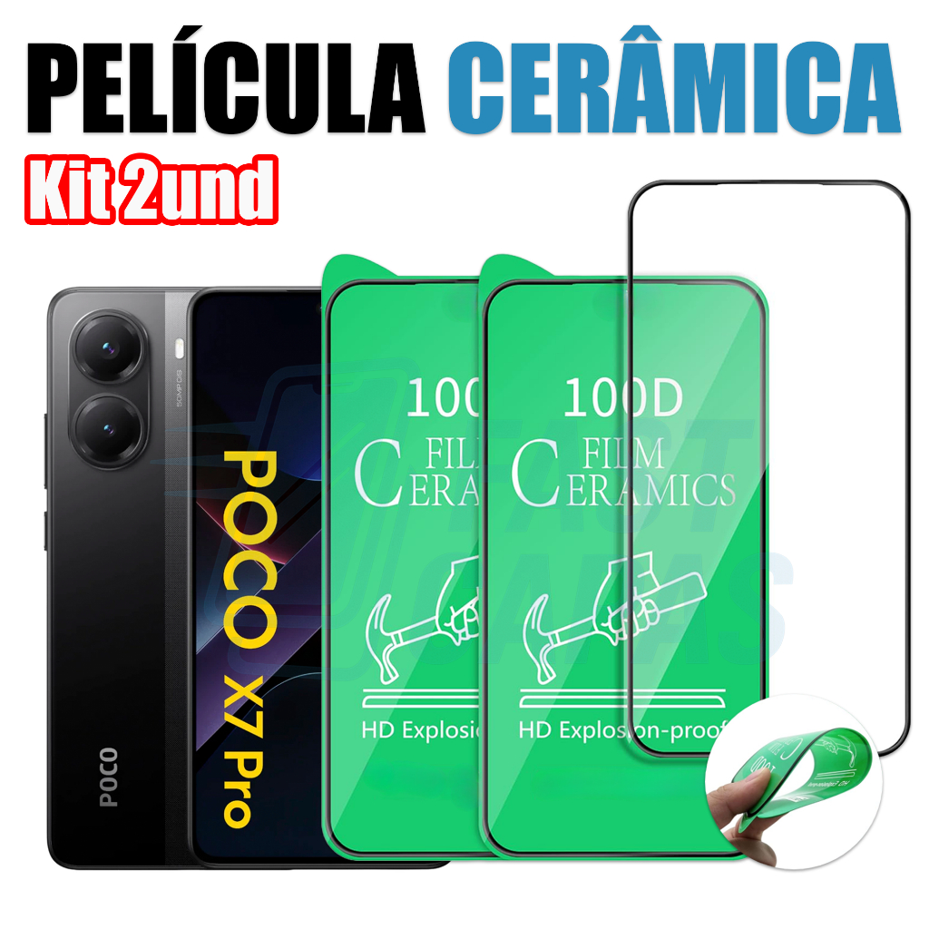 Kit 2 Película Cerâmica X7 Pro 5G Xiaomi Poco Não Quebra Hidrogel 9D 3D Flexível Transparente