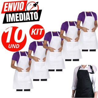 Kit 10 Avental De Oxford Branco Engate Rápido Cozinha Açougueiro Churrasqueiro Peixaria Garçom em Oferta na Shopee
