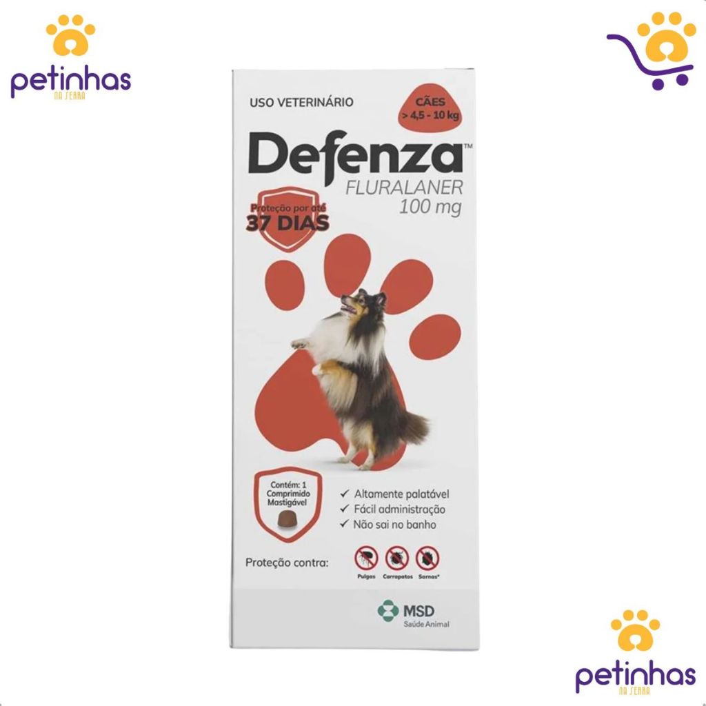 Antipulgas e Carrapatos MSD Defenza para Cães de 4,5kg a 10kg