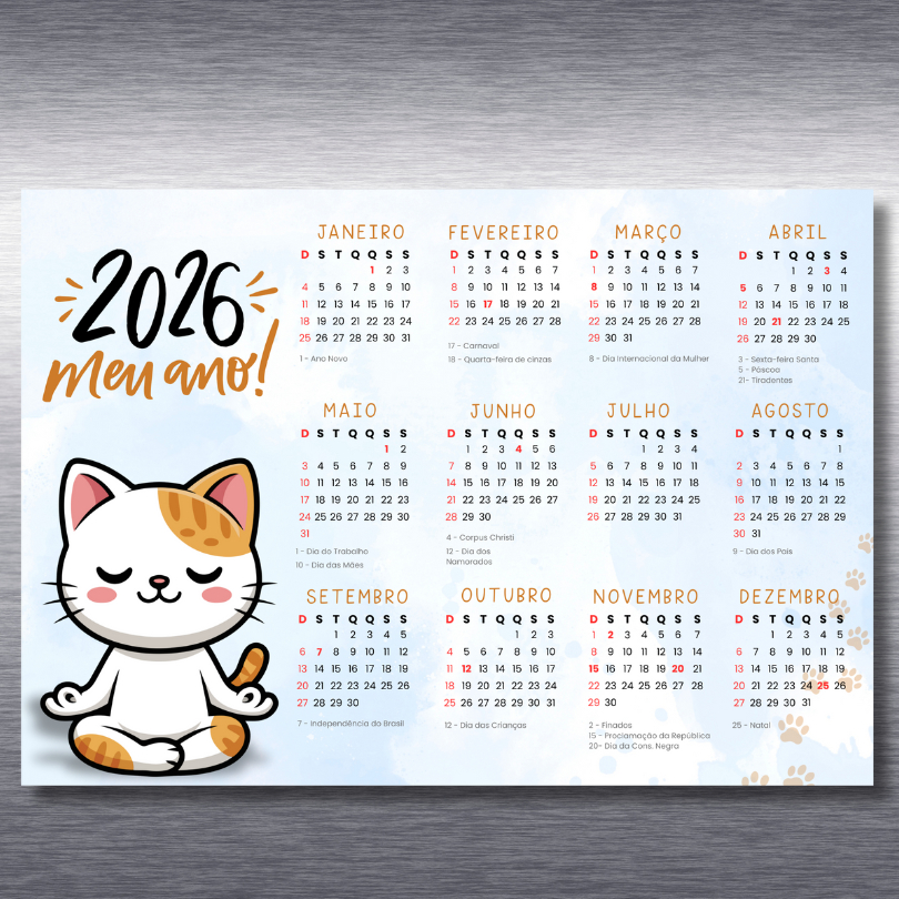 Calendário 2026 Magnético de Geladeira – Gatinho e Cachorrinho | imã de geladeira - calendário 2026 Decorativo em Oferta na Shopee