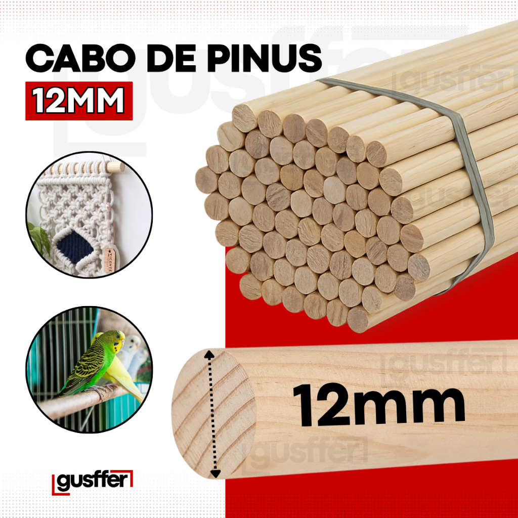 Kit 10 Poleiros 12mm Cabo Vareta De Madeira Pinus Para Artesanato Banner Pássaros em Oferta na Shopee