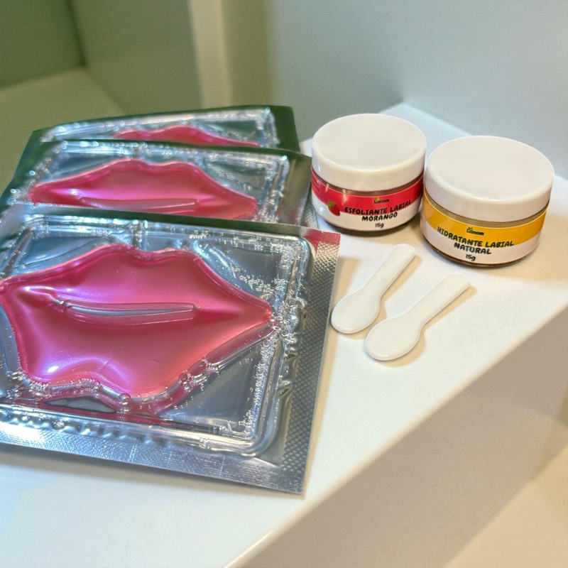 Kit Spa Labial Vegano 5 itens - Esfoliante, Balm e Máscaras Labiais