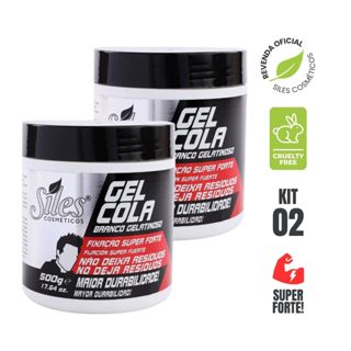 Gel Cola Fixação Super Extra Forte Cabelo Kit 2un 500g Siles em Oferta na Shopee