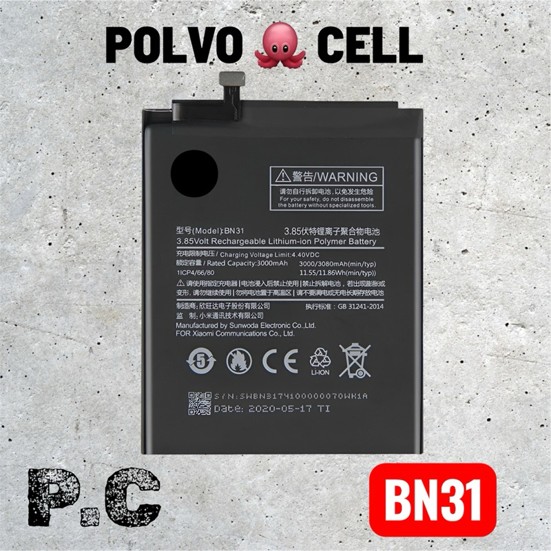 BAT COMPATIVEL NOTE 5 A / NOTE 5 PRO / MI A1 (BN31) ORG NOVA COM GARANTIA 90 DIA em Oferta na Shopee