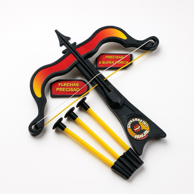 Arco e Flecha Infantil Ninja 4 Peças – Ventosa Segura, 17x20cm – Brinquedo Guerreiro Ninja