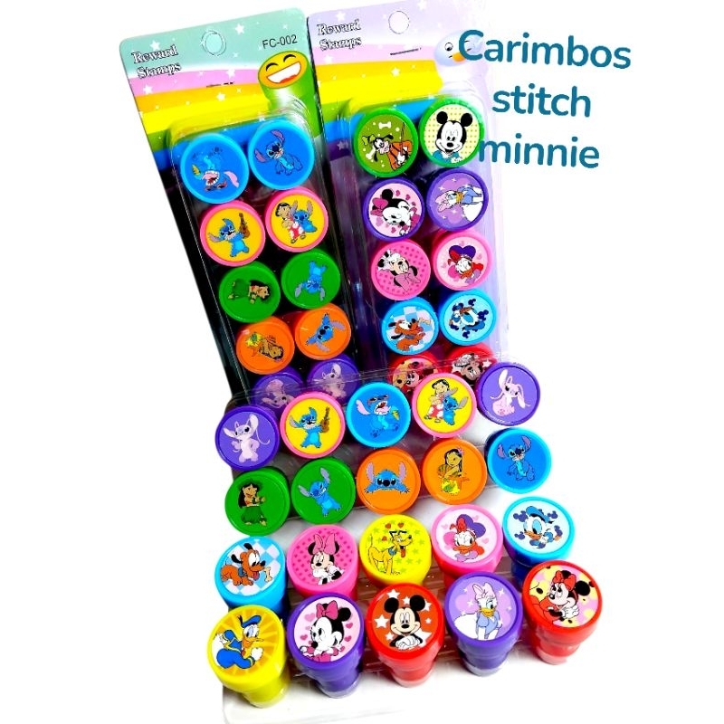 Carimbo sanrio kurumi stitch  minnie panda cartela com 10 unidades  papelaria fofa material escolar em Oferta na Shopee