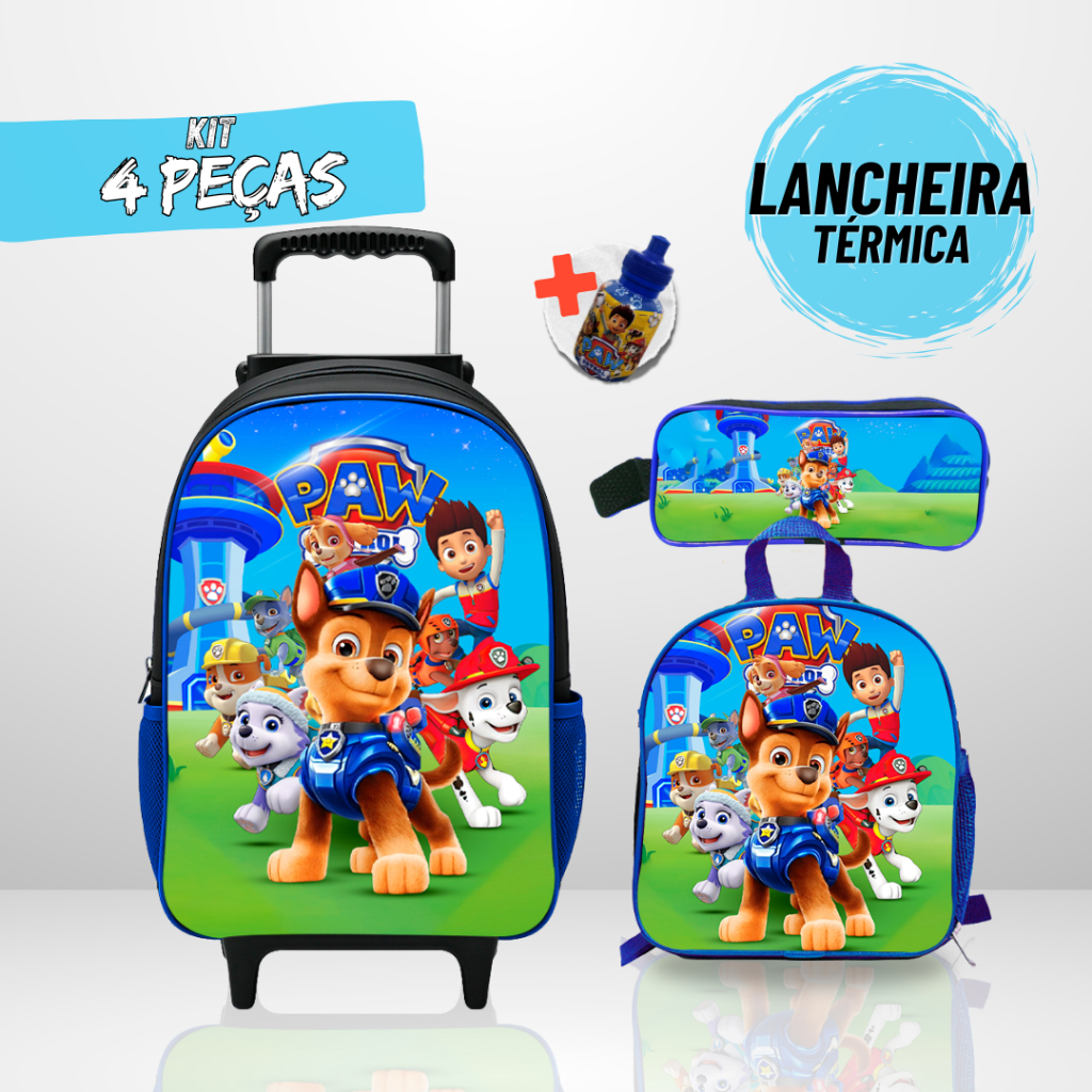 Kit Mochila Escolar Patrulha Canina + Lancheira Térmica + Estojo em Oferta na Shopee