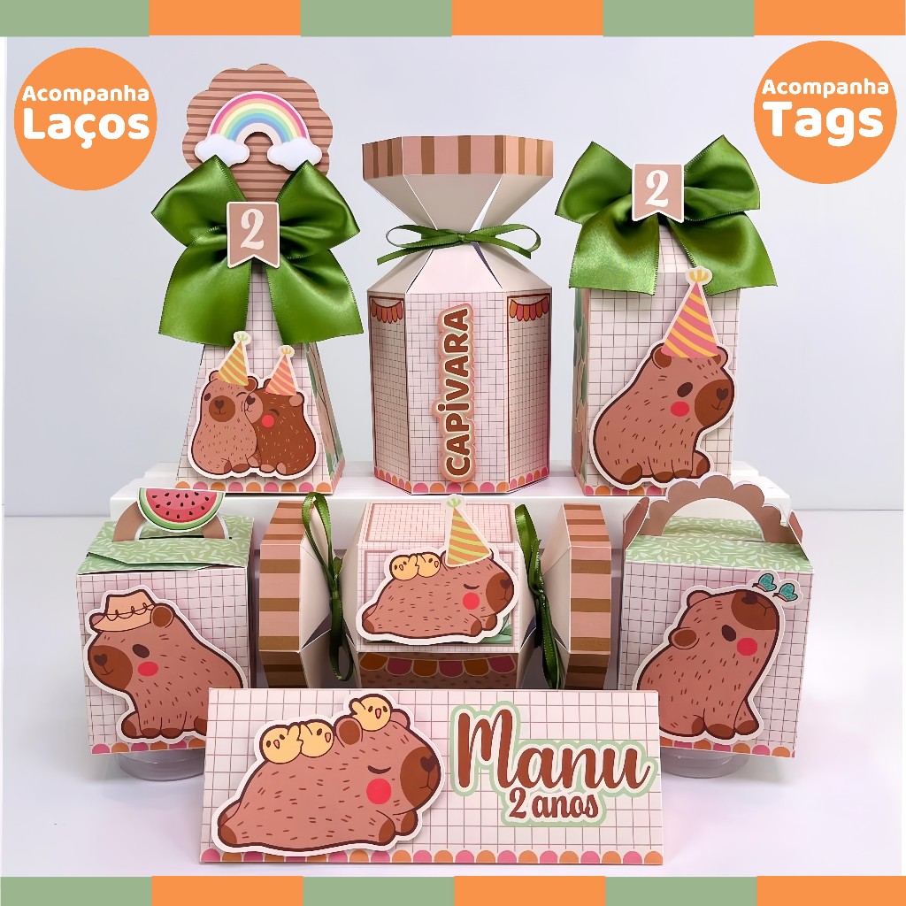 Kit Festa Capivara Lembrancinha Personalizada Caixinhas Personalizadas Lembrancinhas de Aniversário