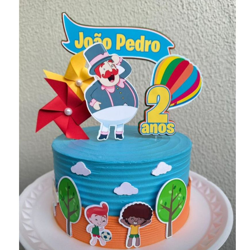 Topo de bolo Mundo Bita personagens e catavento em 3D topper personalizado com NOME E IDADE