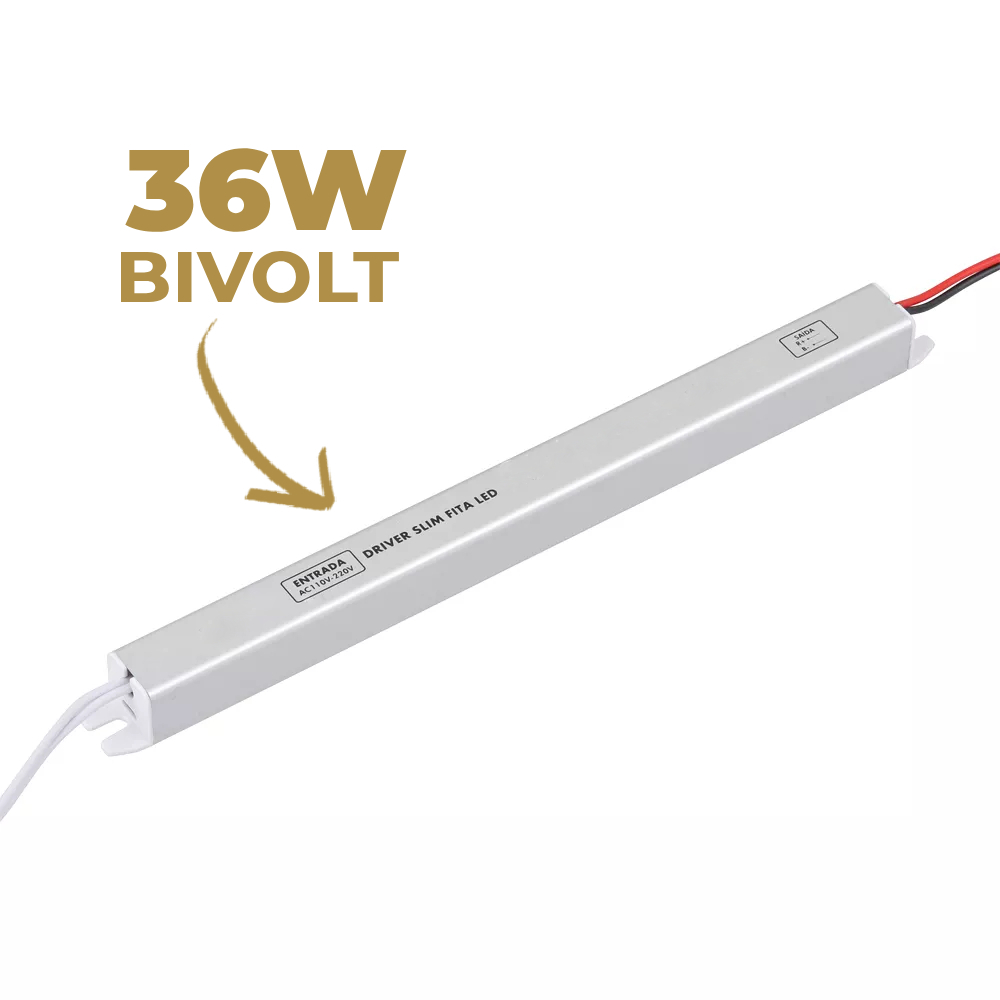 Fonte 24V 36W Bivolt Slim Para Fita LED | Driver Estabilizado 1,5A | Fonte Para LED 3528 5050 5630