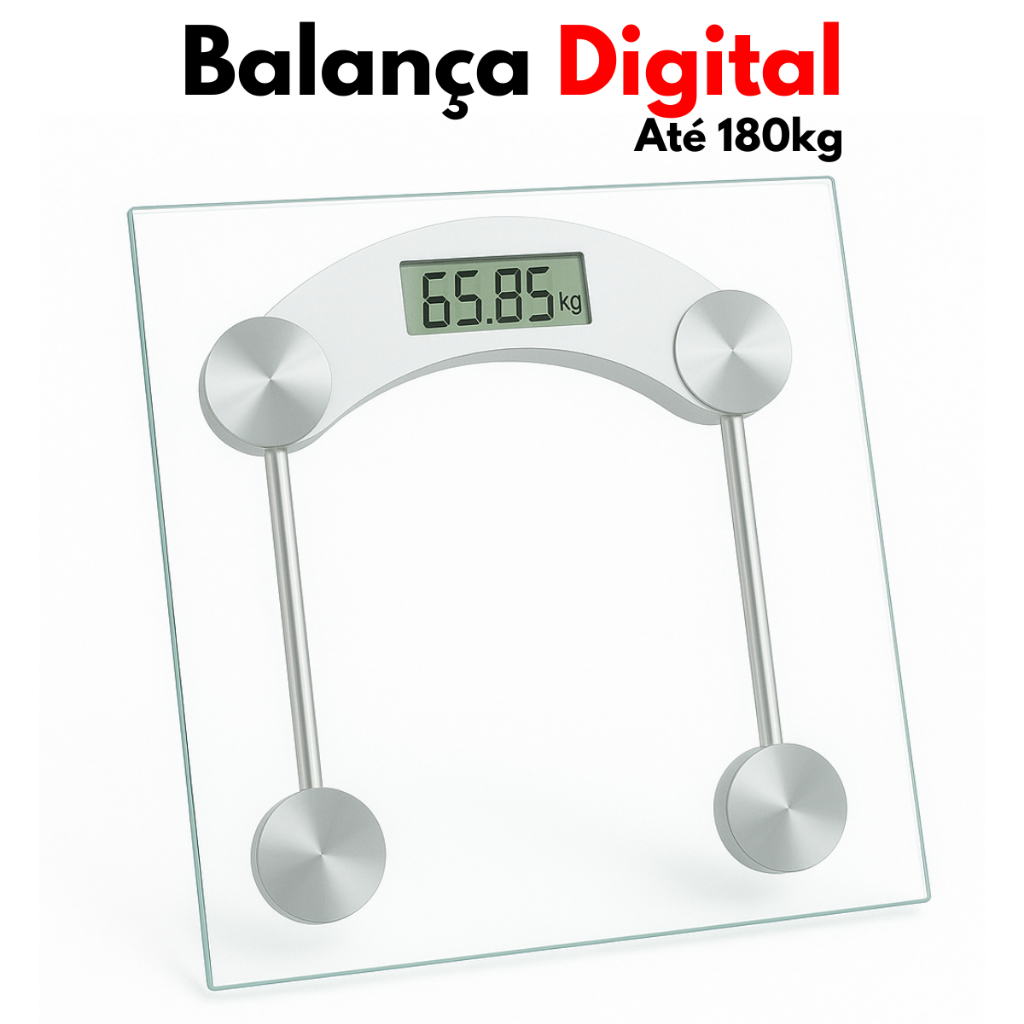 Balança Corporal Digital Transparente Alta precisão Vidro Temperado Até 180kg