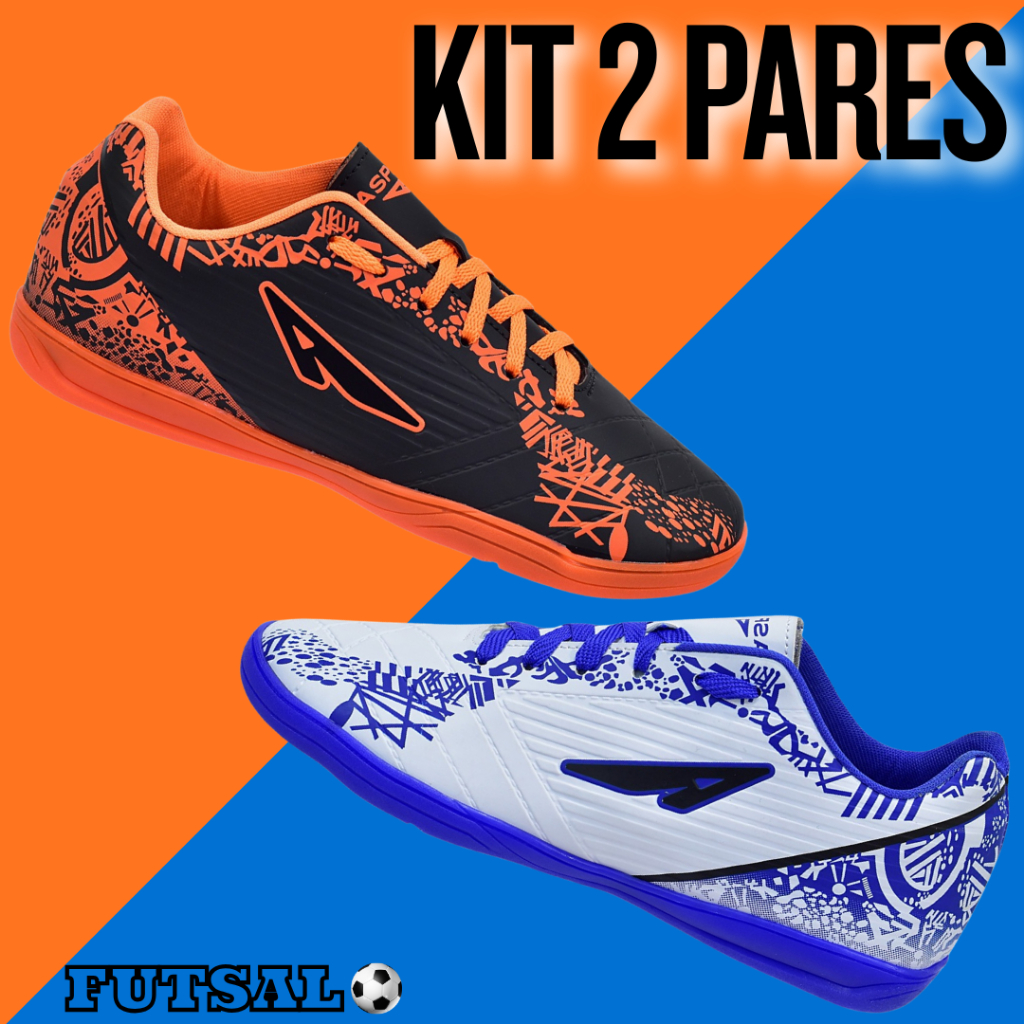 Kit 2 Pares Chuteira Futsal Profissional Lançamento Tênis Salão Quadra Solado Antiderrapante Masculino