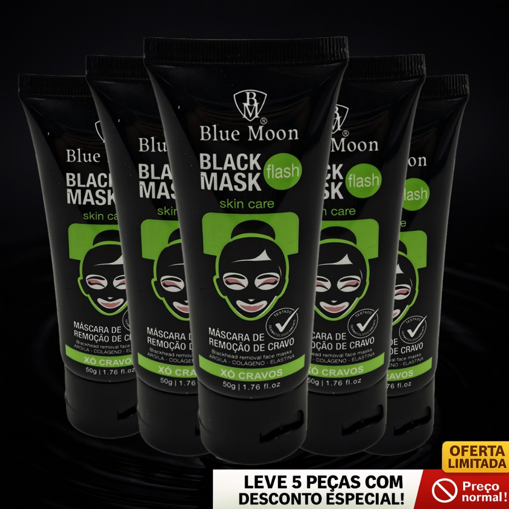 Máscara Black Mask Flash Blue Moon | Carvão Ativado Remove Cravos Beleza Cuidado
