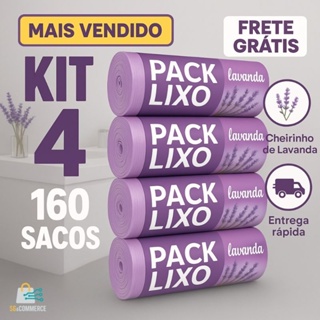 Kit 4 Rolos Saco de Lixo Lavanda 160 Unidades | 34x38cm | Pia e Banheiro | Anti-Odor em Oferta na Shopee