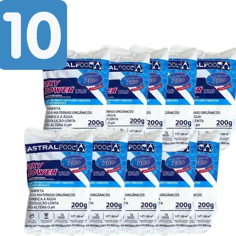 Kit 10 Pastilhas De Cloro Tablete Pedra de Cloro Oxy Power Astralpool 200g Tricloro Estabilizado 5 Em 1