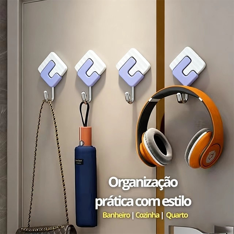 Kit 3 Ganchos Adesivo Resistente Com Alta Durabilidade, Suporta 1,5kg Cada | 2 Peças Envio Aleatório | Utilidade Domésti