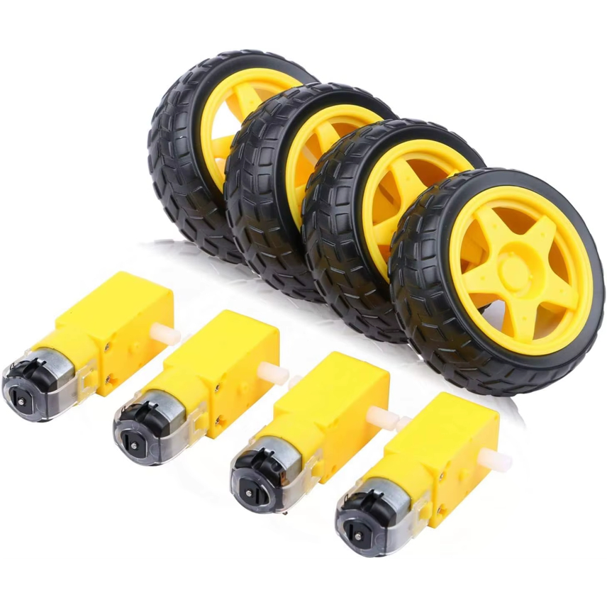 kit de Rodas + Pneu + Motor com Redução Robotica Arduino