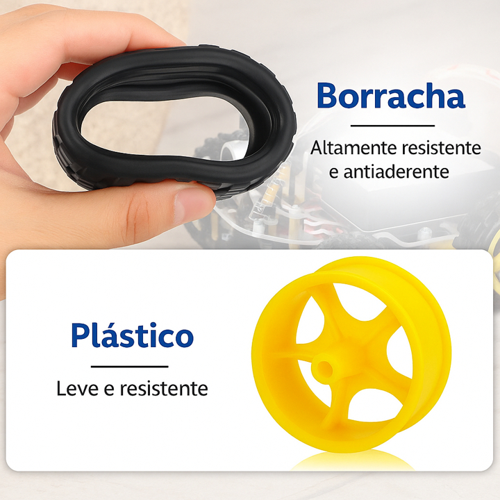 kit de Rodas + Pneu + Motor com Redução Robotica Arduino