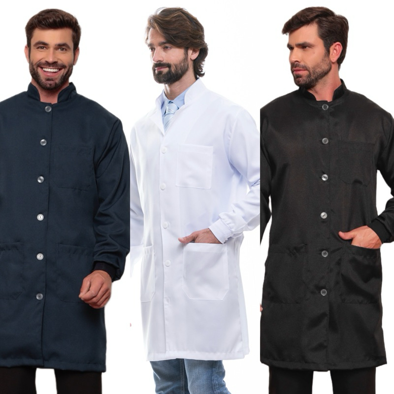 Jaleco Masculino Gola Padre Oxford com Punhos Várias Cores Algarve Gardenia Jalecos