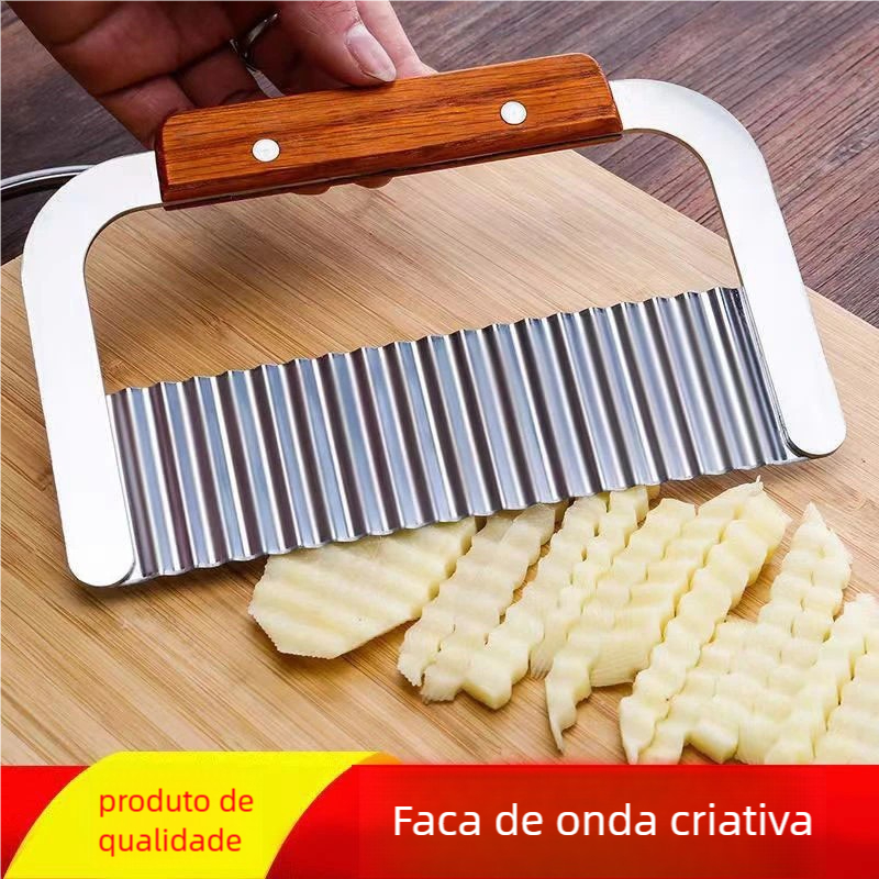 Faca Corte Batata Ondulada Legumes Cozinha Aço Inox Chips