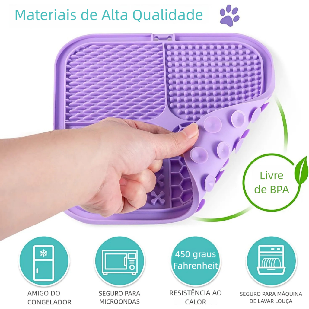 Comedouro Slow Feeder Pet – Tapete de Lamber, Comida Pastosa e Banho em Oferta na Shopee
