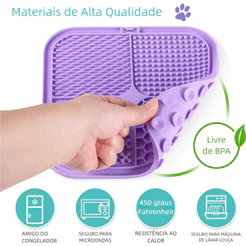Comedouro Lento Pet – Tapete de Lamber, Reduz Stress e Evita Bagunça