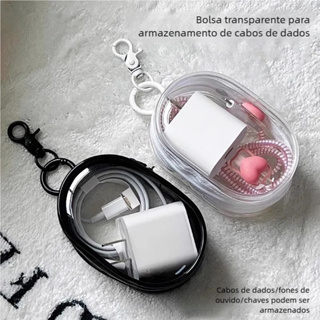 Nova bolsa portátil mini transparente com zíper: organizador compacto e multifuncional para viagem para fones de ouvido em Oferta na Shopee