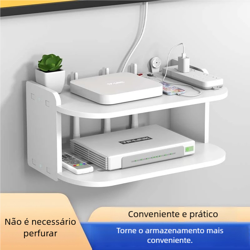 Prateleira MDF Para Roteador Aparelho de TV Modem Video Game Fixada Na Parede Suporte Invisivel Suporta em Oferta na Shopee