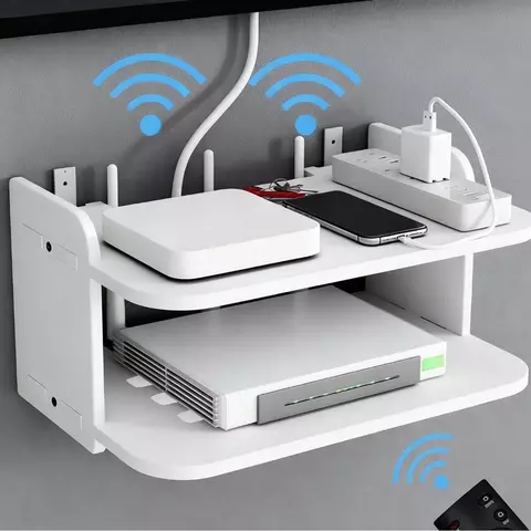 【MDF Durável】Prateleira para Roteador – Suporte Invisível na Parede, Acomoda TV/Modem/Video Game!