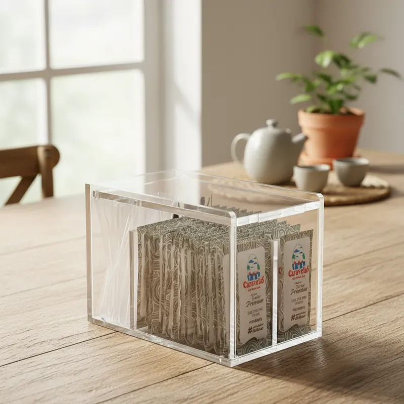 Caixa Acrílica para Sachês Café, Açúcar e Chá com 2 divisões tampa 3 divisões 4 Divisões tampa em Oferta na Shopee