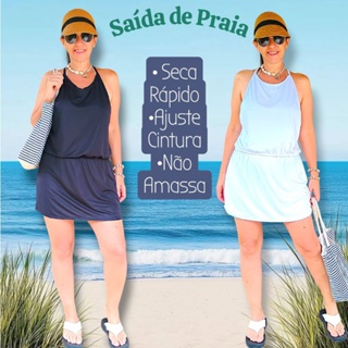 Vestido Saída de Praia com Elástico Cintura | Nadador Recortado Costas | Cores Básicas & Flúor em Oferta na Shopee
