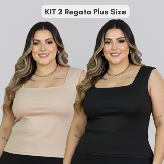 KIT 2 Blusa Regata Feminina Forrada Decote Quadrado Confortavel Elegante em Oferta na Shopee