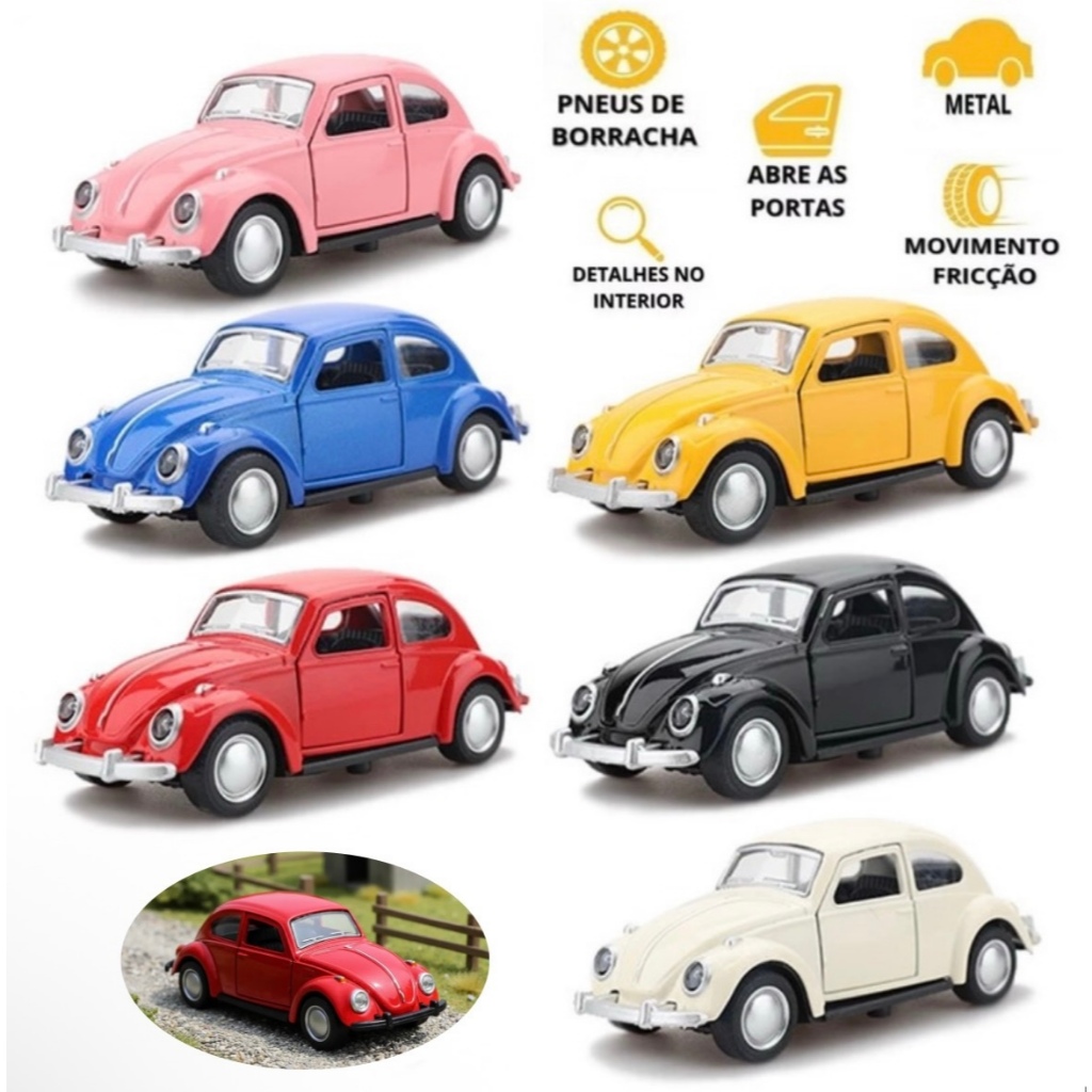 Miniatura Carrinho De Ferro Fusca Clássico 1/32 a Fricção Abre Porta Fusquinha Coleção Brinquedo Die Cast Volkswagen em Oferta na Shopee