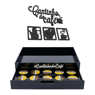 Bandeja Três Corações 24 Cápsulas Cantinho do Café Organizador de Cápsulas Madeira Preta Decorativa em Oferta na Shopee