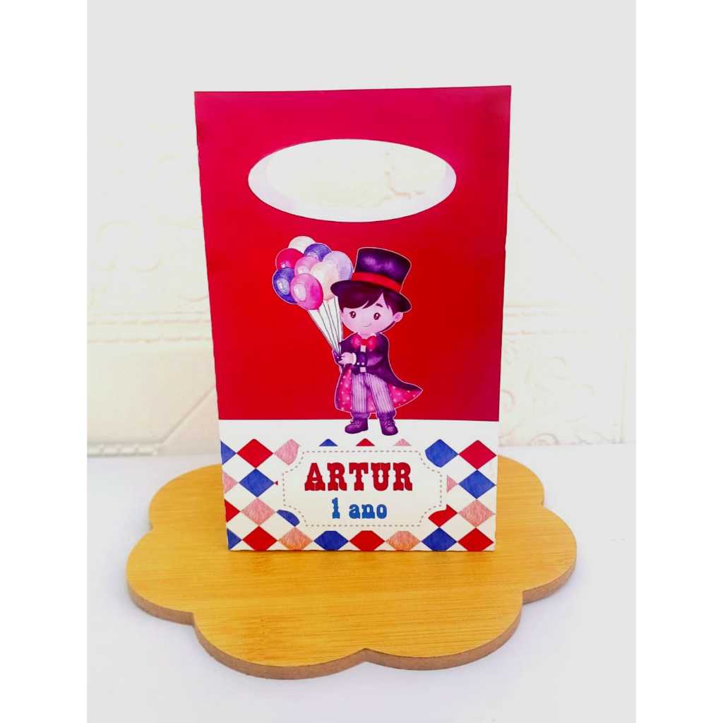 SACOLINHA CIRCO PERSONALIZADA - Lembrancinha de festa infantil circo - sacolinha surpresa circo