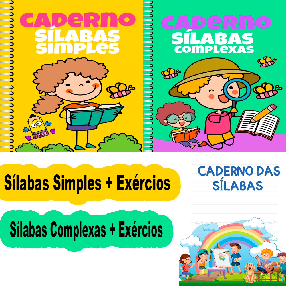 Kit 3 Cadernos de Sílabas Infantil – Aprenda Sílabas Simples e Complexas + Exercícios Práticos