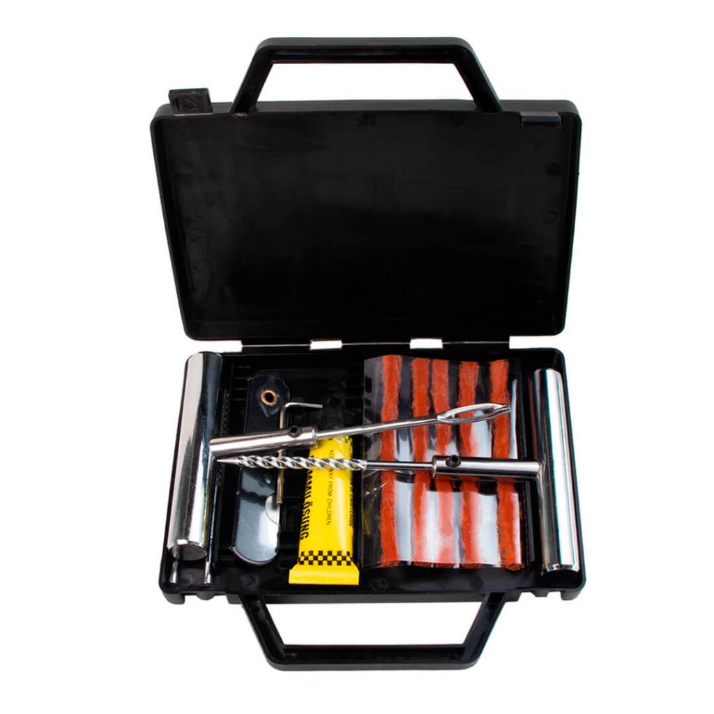 Kit Reparo Conserto Furo Remendo Pneu de Metal Para Carros Motos Bike + Macarrão + Maleta premium 12 Peças Premium
