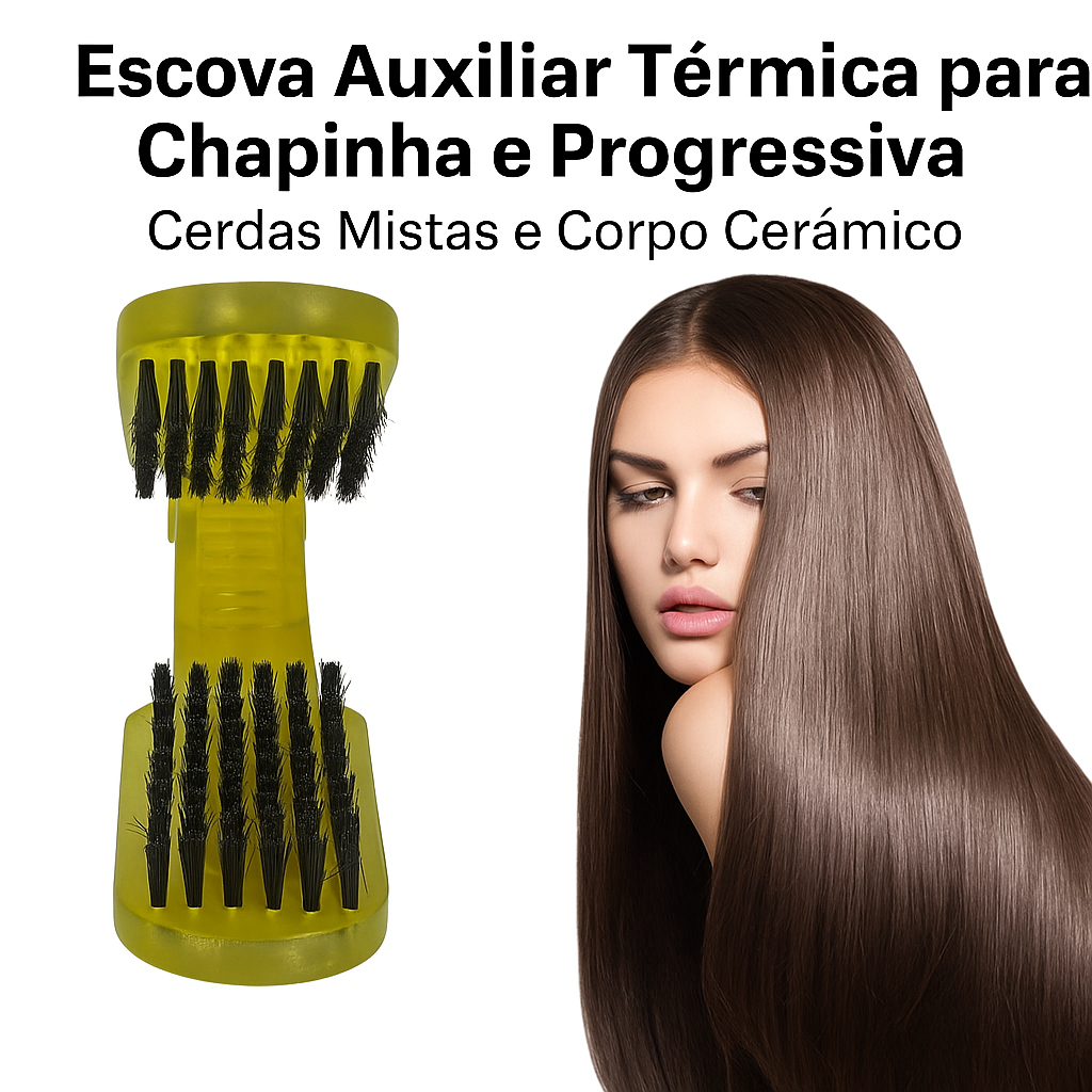 Escova de Cabelo Auxiliar Para Chapinha Progressiva Prática Térmica
