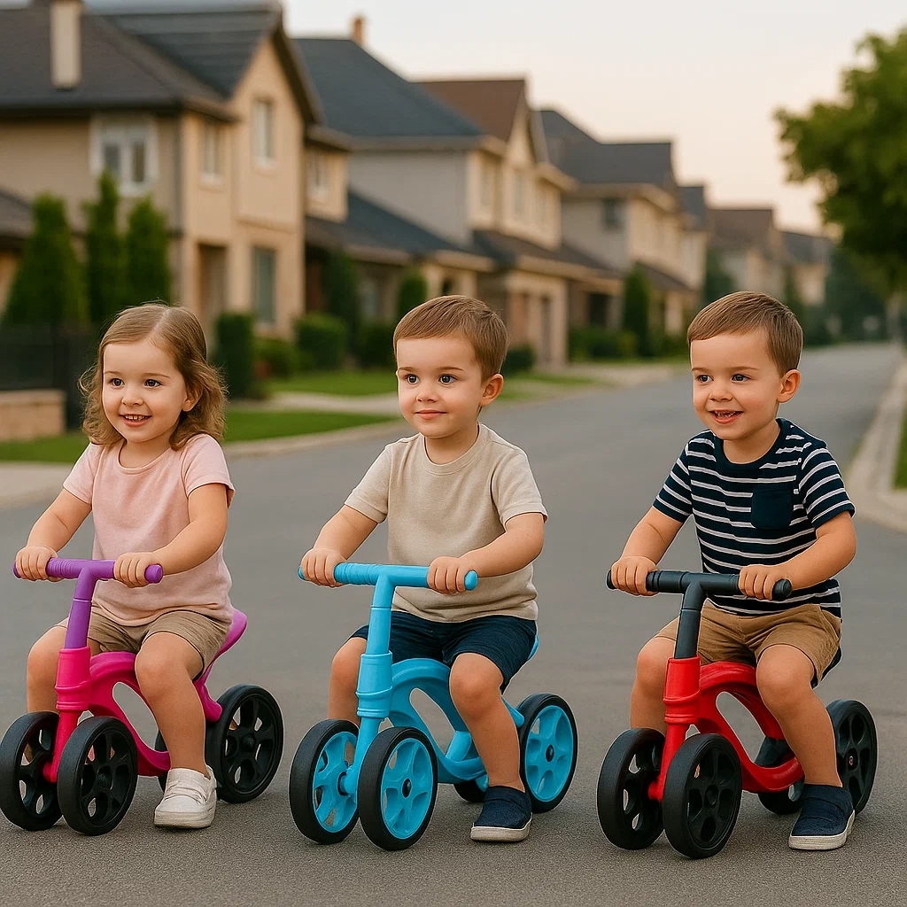 Bicicleta Equilíbrio Infantil Sem Pedal 4 Rodas Futurista Balance Bike Primeiros Passos Aprendizagem