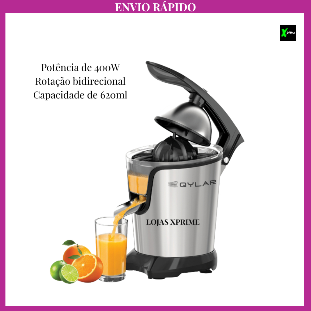 Extrator de Suco Elétrico QYLAR Espremedor de Frutas Citrus Juicer 400W 620ML 127V ou 220V em Oferta na Shopee