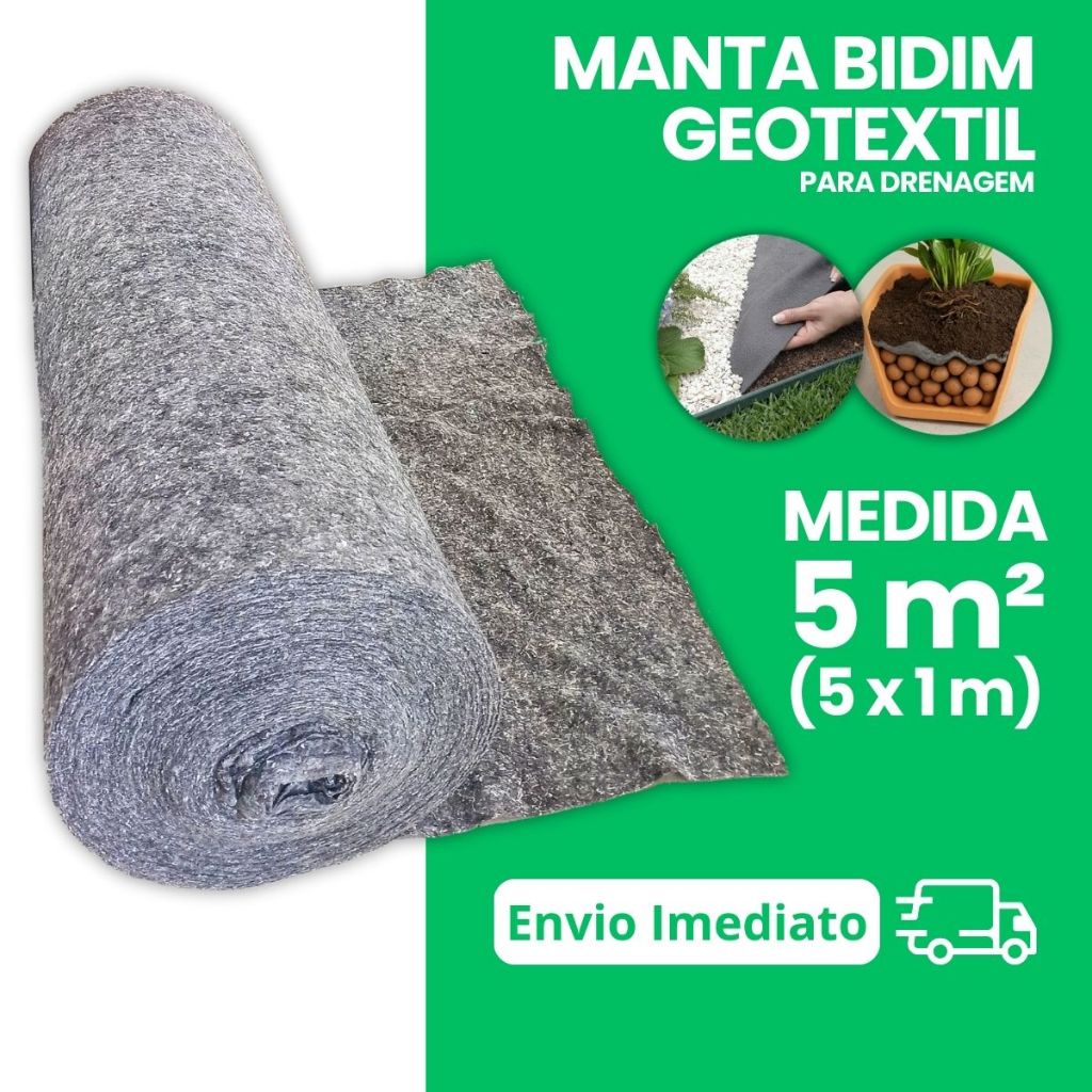 Manta Geotextil Bidim para Drenagem 5m2 Para Vasos Jardineiras Jardins em Oferta na Shopee