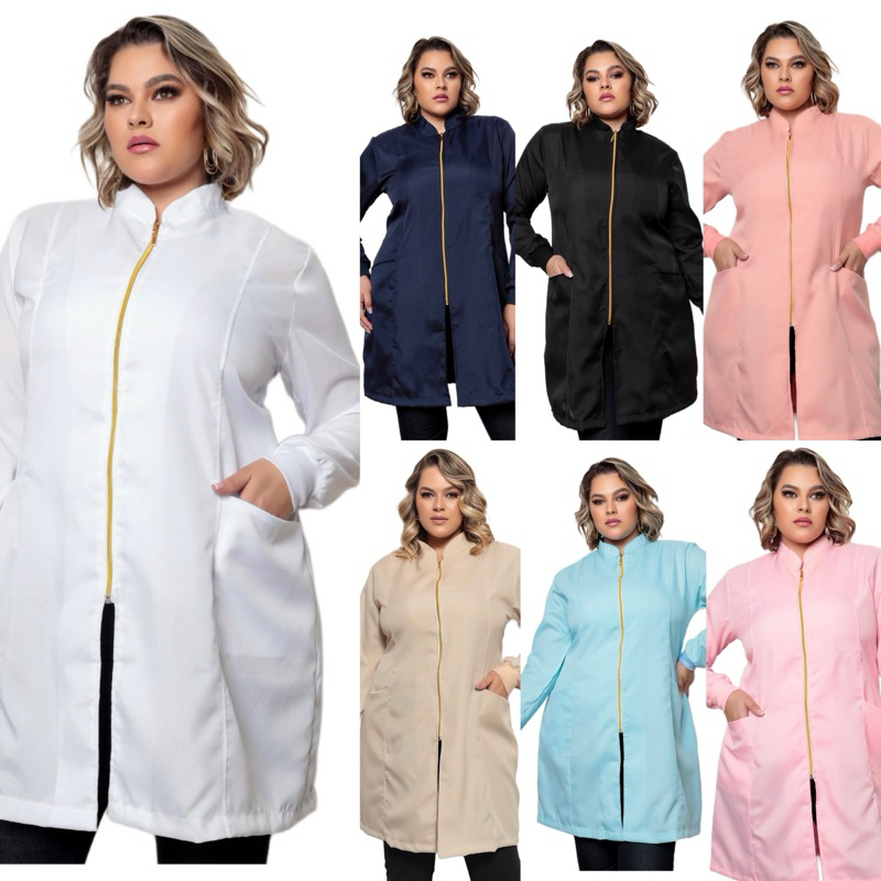 Jaleco Feminino Gola Padre Plus Size Nice Várias Cores Gardenia Uniformes