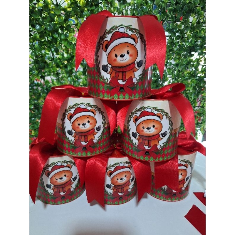 10 Tubos lata de natal com laço, tam 10x10.Tubo lata para mini panetone de natal. Tubolata para biscoito ou doces.
